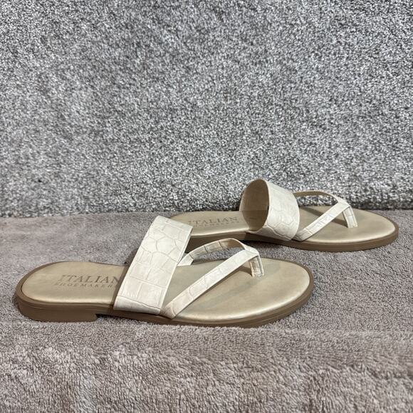 Italian Shoemakers Sandals Womens Size 8 Minimalist Chic Faux Croc Slip On - Picture 1 of 8